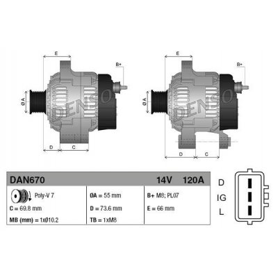 Denso DAN670 alternátor 9760217253