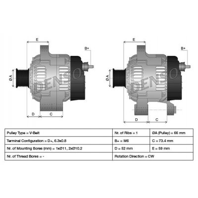 Denso DAN616 alternátor Y63321154