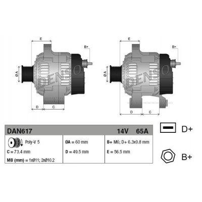 Denso DAN617 alternátor Y63321156