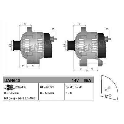 Denso DAN640 alternátor Y3321833