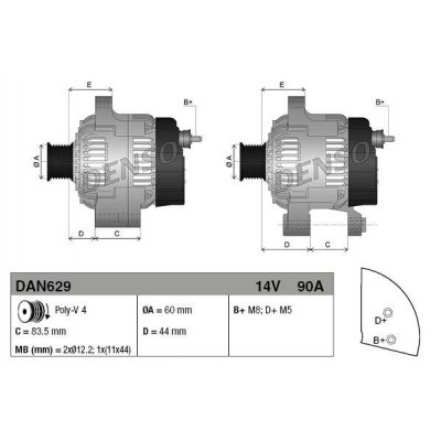 Denso DAN629 alternátor Y63321715