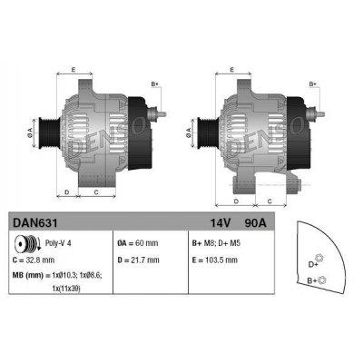 Denso DAN631 alternátor Y63321760