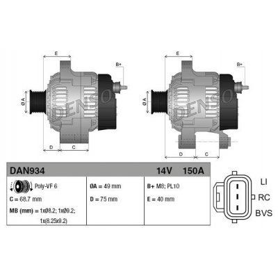 Denso DAN934 alternátor 1042102750