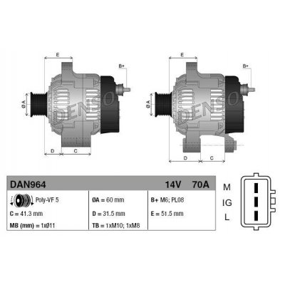 Denso DAN964 alternátor 1022115660