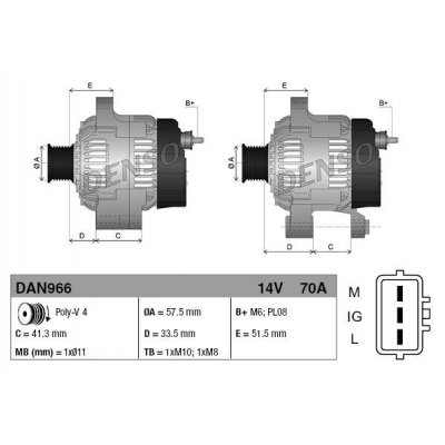 Denso DAN966 alternátor 1022115260