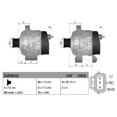 Denso DAN932 alternátor 1042102730