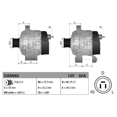 Denso DAN969 alternátor 1012112270