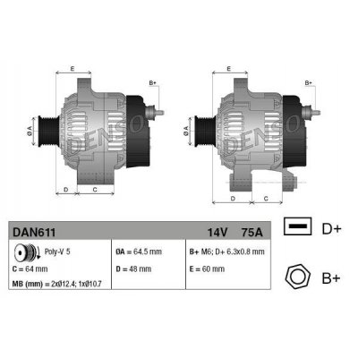 Denso DAN611 alternátor Y63321062