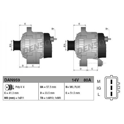 Denso DAN959 alternátor 1022119540