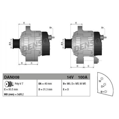 Denso DAN008 alternátor Y63341321