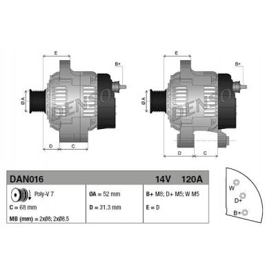 Denso DAN016 alternátor Y63341240