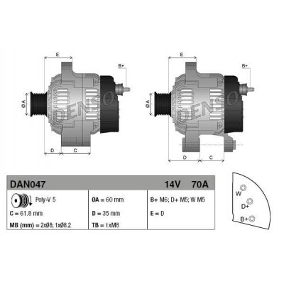 Denso DAN047 alternátor Y63341730