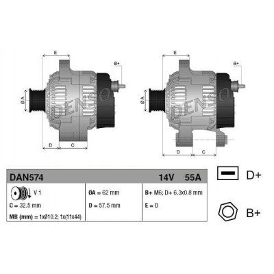 Denso DAN574 alternátor Y63321067
