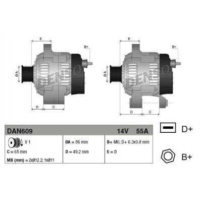 Denso DAN609 alternátor Y63321042