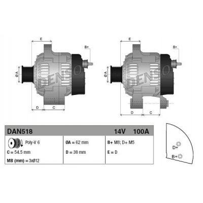 Denso DAN518 alternátor Y63321426