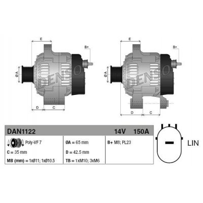 Denso DAN1122 alternátor 1042118040