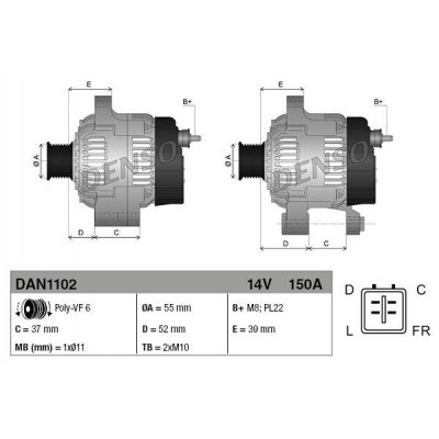 Denso DAN1102 alternátor 1042101060