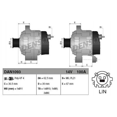 Denso DAN1093 alternátor 1042113090