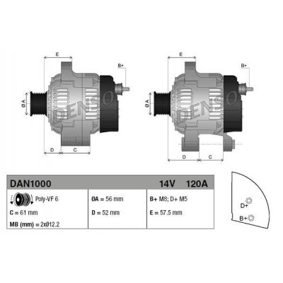 Denso DAN1000 alternátor 1012101321