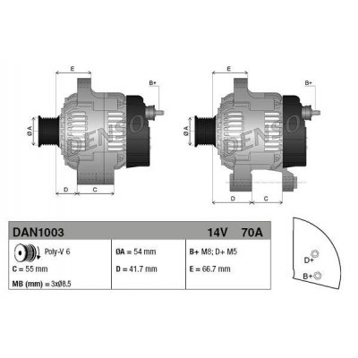 Denso DAN1003 alternátor 1012101211