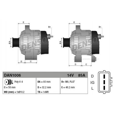 Denso DAN1006 alternátor 1042108140