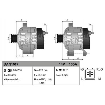 Denso DAN1017 alternátor 1042102291