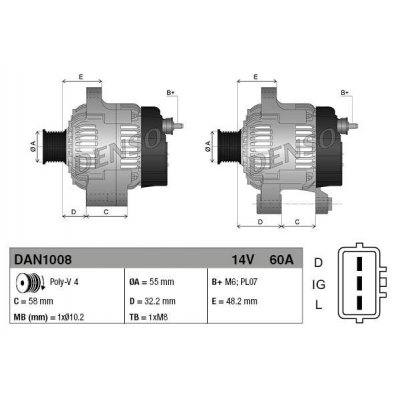 Denso DAN1008 alternátor 1022115231