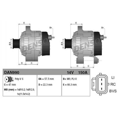 Denso DAN990 alternátor 1042104651