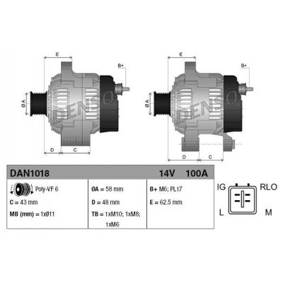 Denso DAN1018 alternátor 1042102323