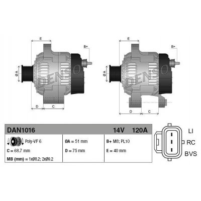 Denso DAN1016 alternátor 1042105790