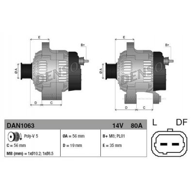 Denso DAN1063 alternátor Y63321740