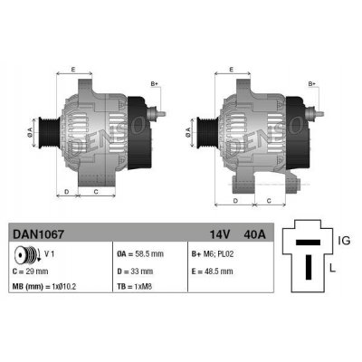 Denso DAN1067 alternátor 1012113720