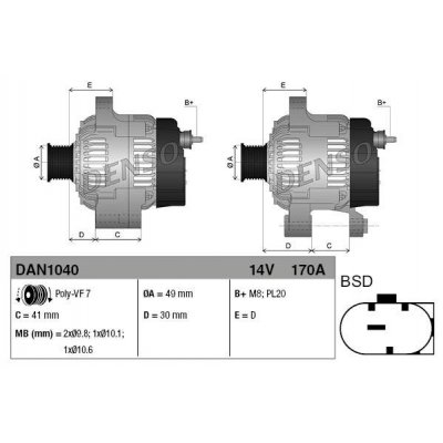 Denso DAN1040 alternátor 1042106021