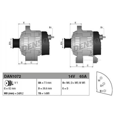 Denso DAN1072 alternátor 1012101011
