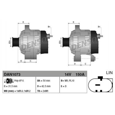 Denso DAN1073 alternátor 1042101731