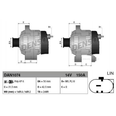 Denso DAN1074 alternátor 1042101971
