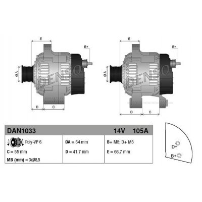 Denso DAN1033 alternátor 1022118622