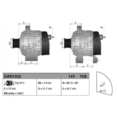 Denso DAN1032 alternátor 1022118612
