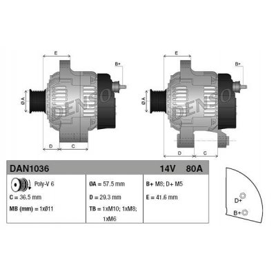 Denso DAN1036 alternátor 1012101410