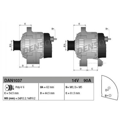 Denso DAN1038 alternátor Y63321340