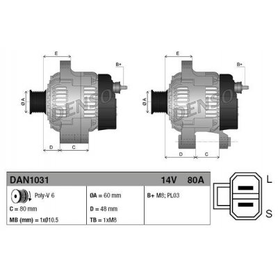 Denso DAN1031 alternátor 23100BU00A